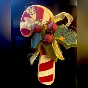 Wooden candy cane wall hanging